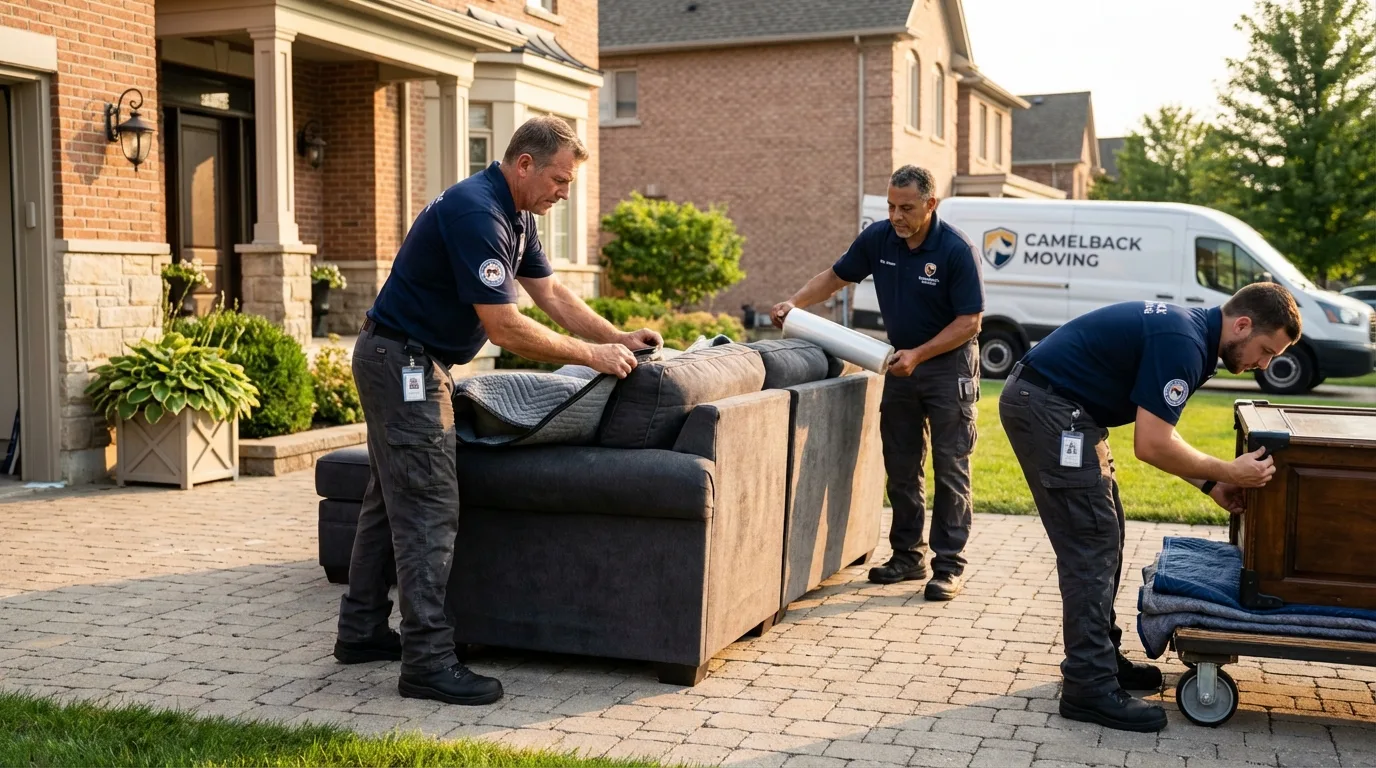 Large estate moving crew wrapping furniture in Lucerne Valley, CA