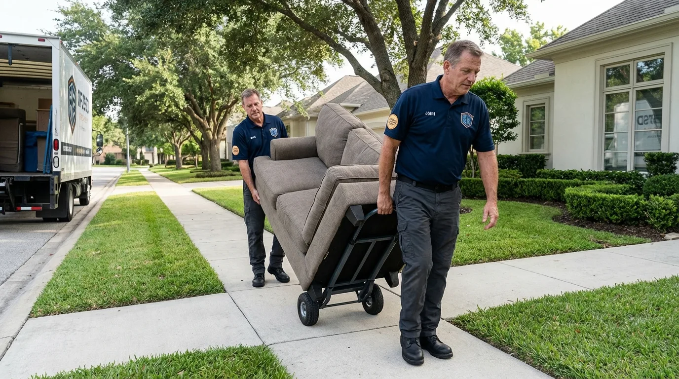 Local residential moving crew loading furniture in Lucerne Valley, CA